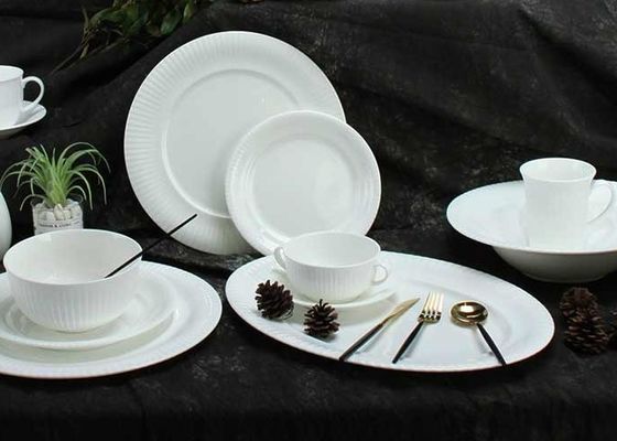 Wear Resistant Emboss Bone China Dinnerware Set 40 Pieces