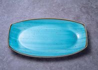Colorful Glazed Ceramic Dinner Plate Rectangular Stoneware Dish Platter