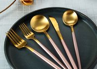 FDA Gold And Pink Plated Stainless Steel Cutlery Set For Wedding