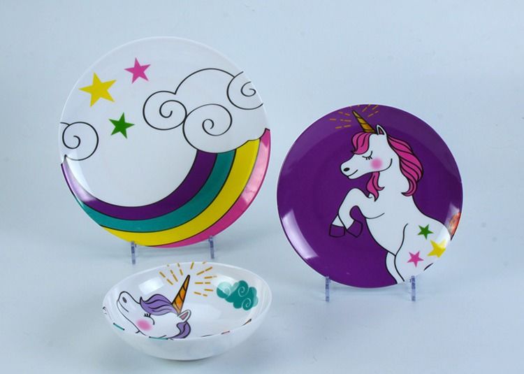 Unicorn Printed Unbreakable A Grade Kids Melamine Dinner Sets